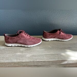 Cole Haan Zerogrand Wingtip Oxford Women's Burgundy Suede Shoes